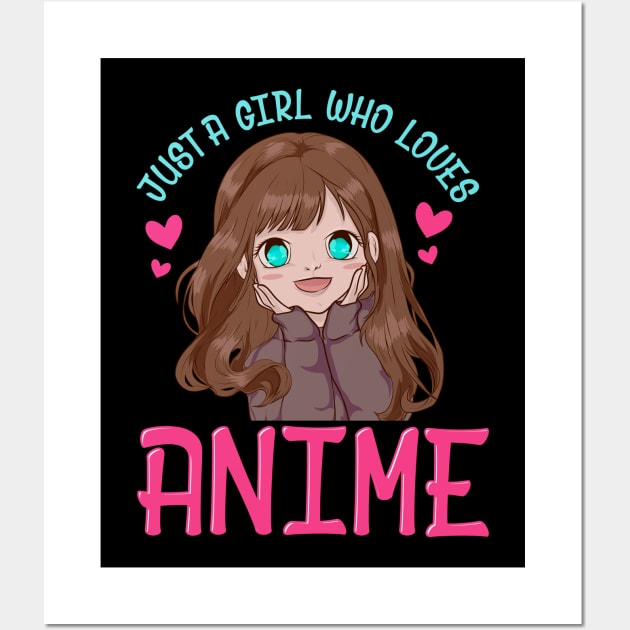 Cute & Funny Just A Girl Who Loves Anime Manga Wall Art by theperfectpresents